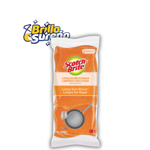 Esponja Cero Rayas Cocina 3 unid Naranjo Scotch-Brite